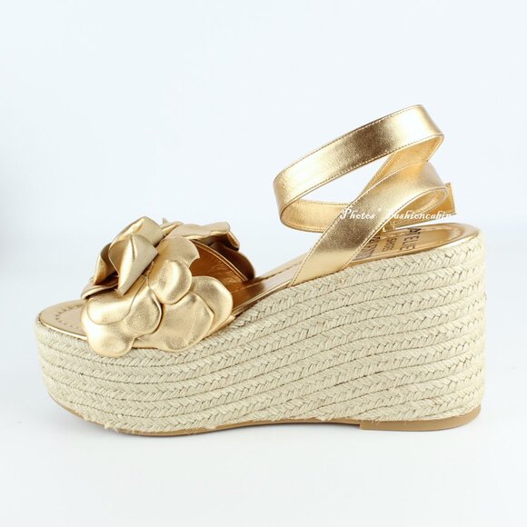 NEW Valentino Garavani Atelier 03 Rose Metallic Leather Espadrilles Sandals - Picture 7 of 16
